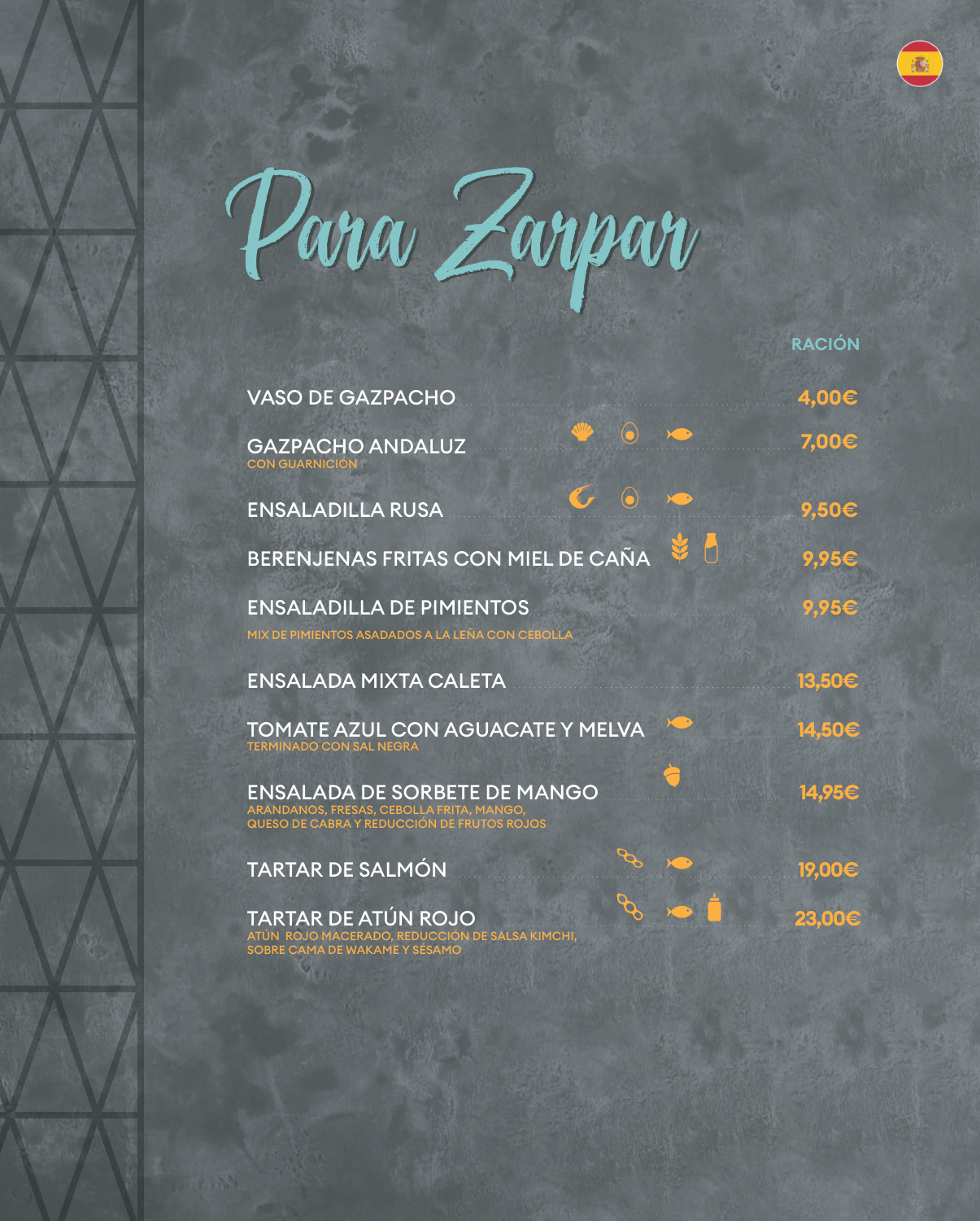 Página 2 de la carta de La Caleta Beach Club Torremolinos