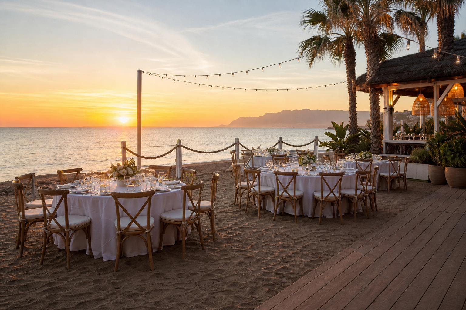 Montaje de bodas y eventos en la playa de Torremolinos